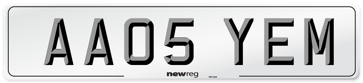 AA05 YEM Number Plate from New Reg